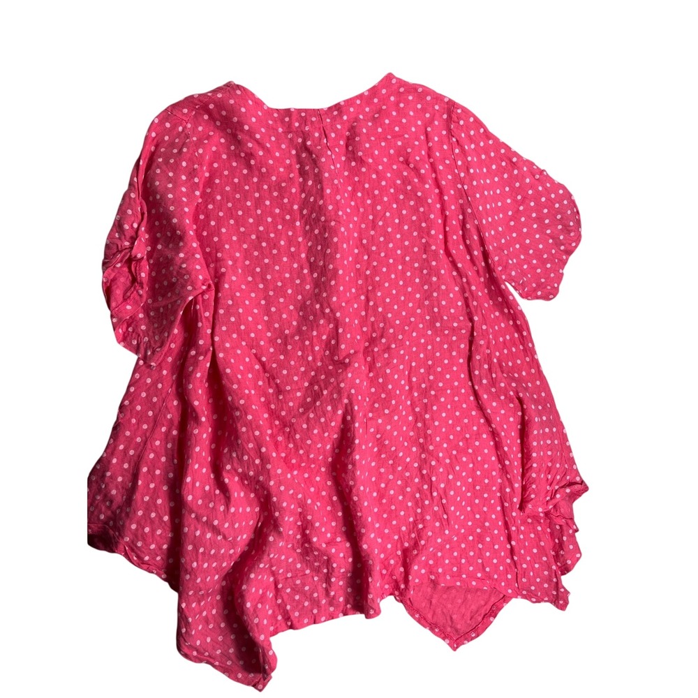 Etienne Marcel 38 Pink Polka Dot Mini Dress Oversized Lagenlook Pockets - Picture 2 of 3